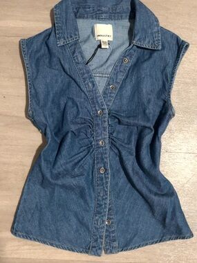 Industry Sleeveless Denim Button-Front Top in Blue